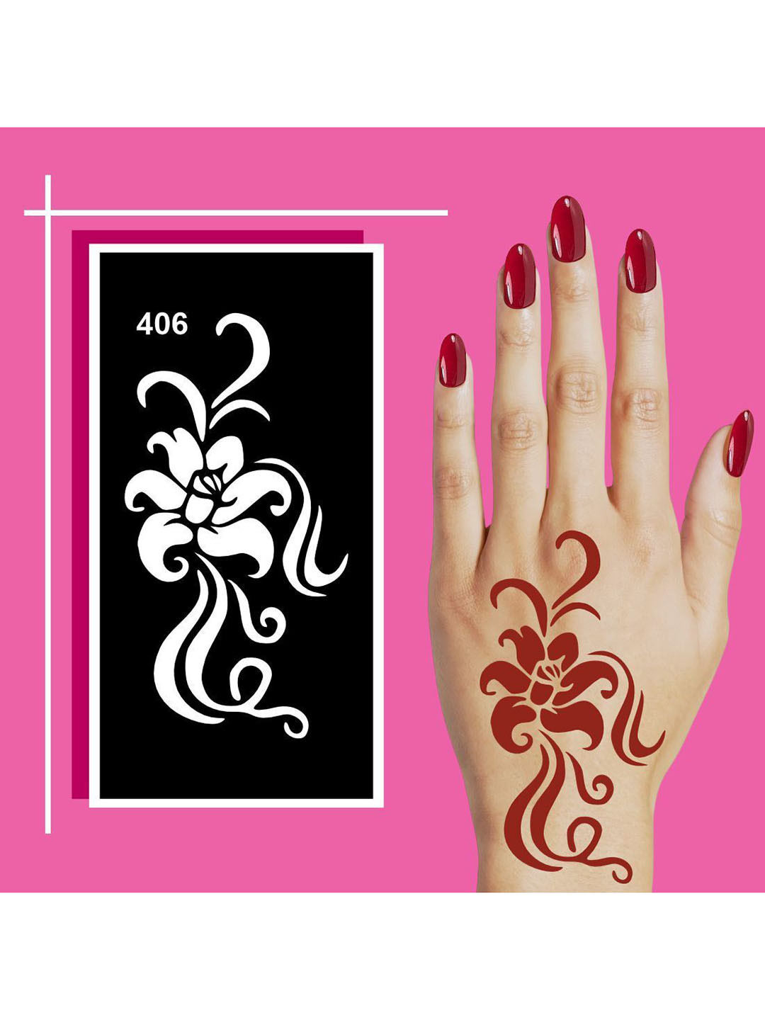 VOORKOMS Reusable Henna Stencil for Creative Hand Art For Kids & Adults Both Sticker