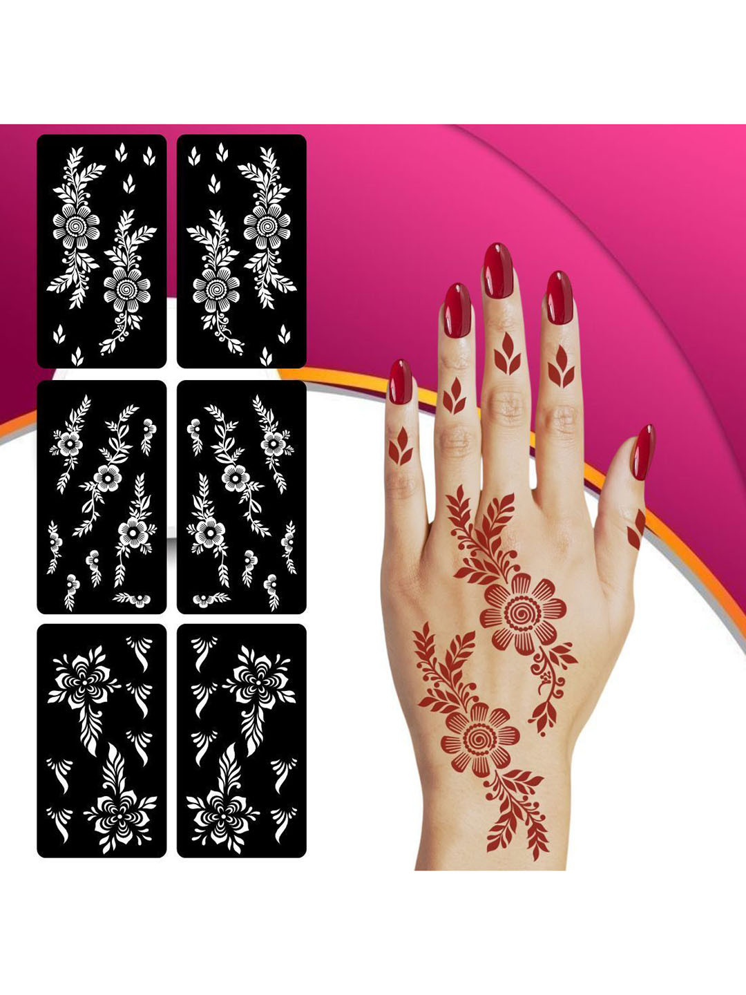 VOORKOMS Mehndi Stencil Sticker For Quick Mehndi Designs On Party Nights