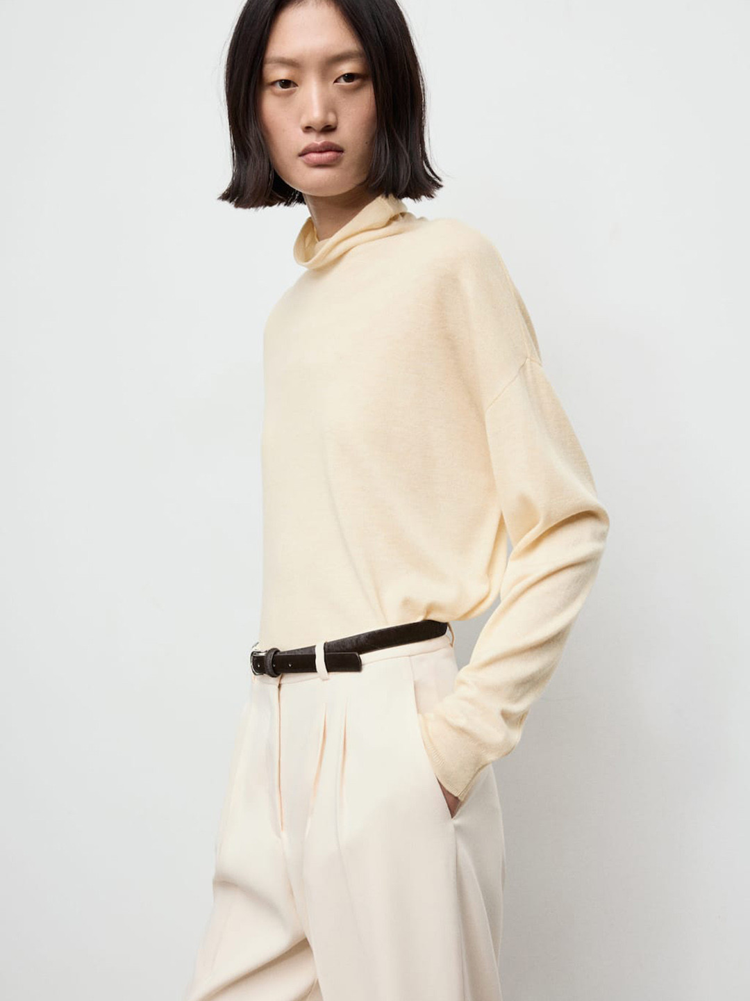 MANGO Turtle Neck Fine Knit Pullover