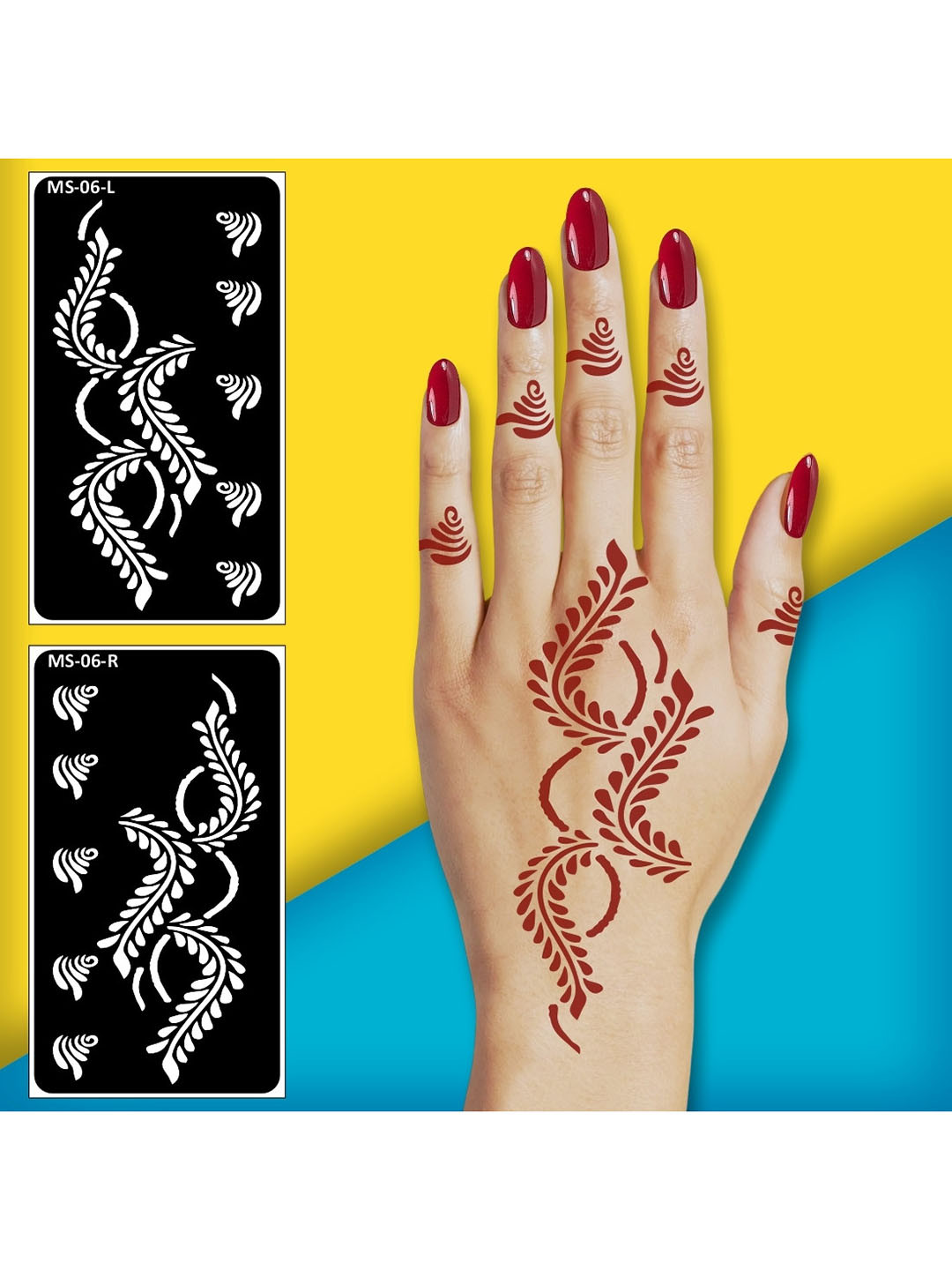 VOORKOMS Mehndi for Womens Stencil Mahndi Sticker One Set For Each Hand