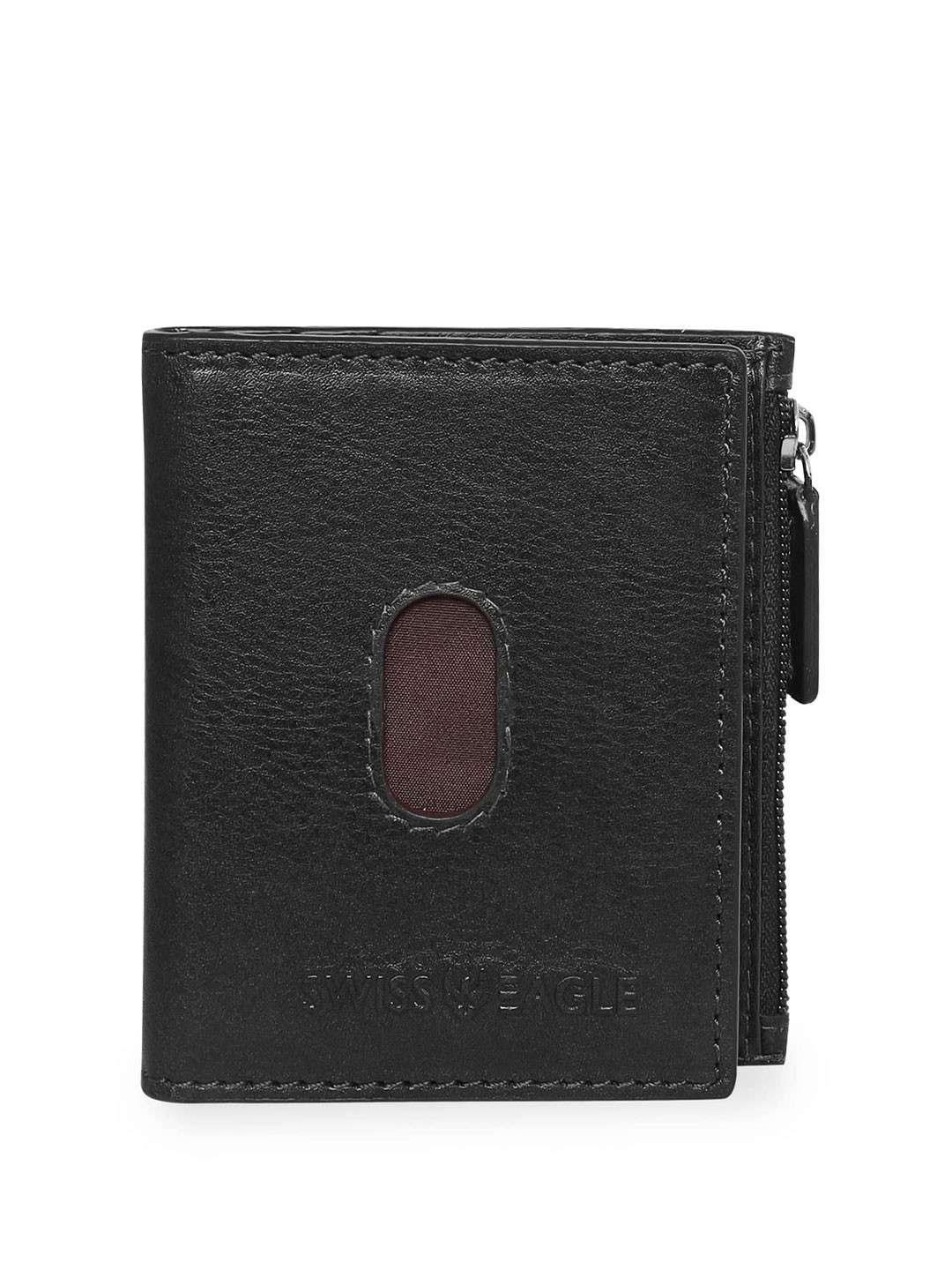 Swiss Eagle Men Brand Logo Cut Work Leather Two Fold Wallet