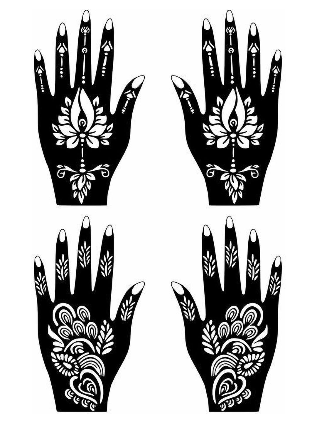 VOORKOMS Creative Mehndi Stencil Sticker Combo For Styling, Celebrations, Gifts Pack Of 2