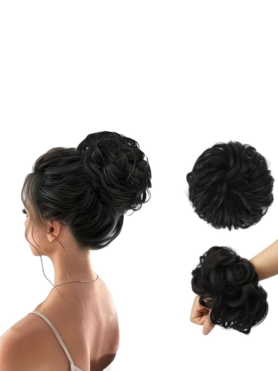 VIEWS Halo Curly Bun Hair Extension - 8 Inch - Black