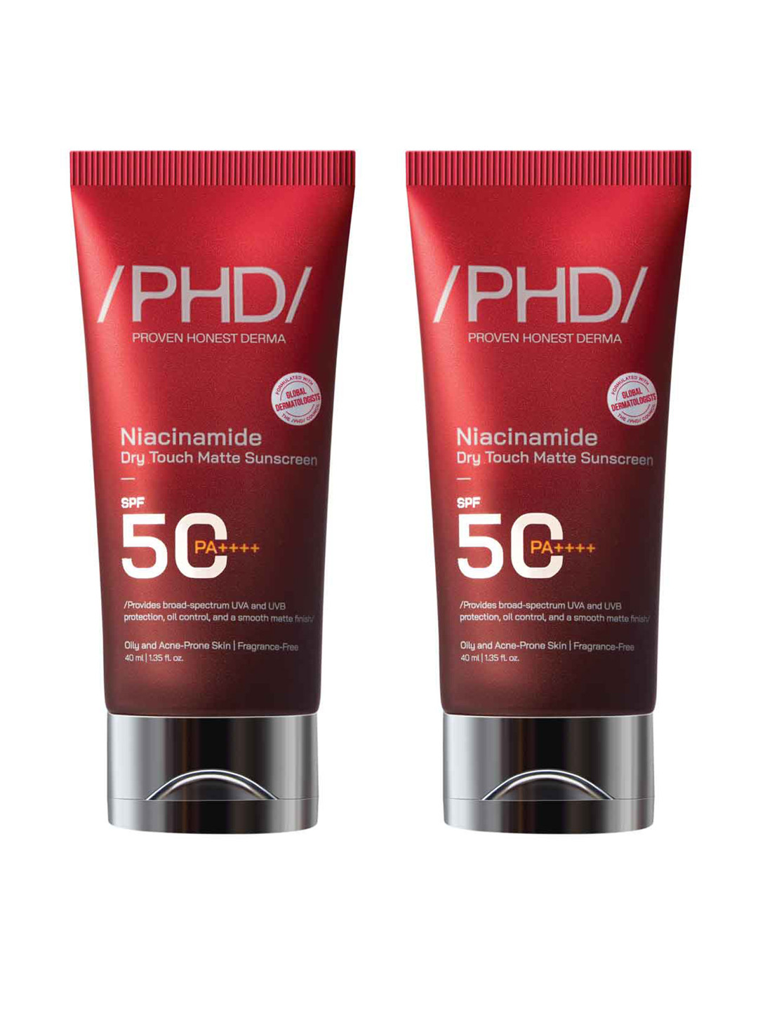 Proven Honest Derma Set of 2 Niacinamide Dry Touch Matte Sunscreen SPF50 - 40 ml each