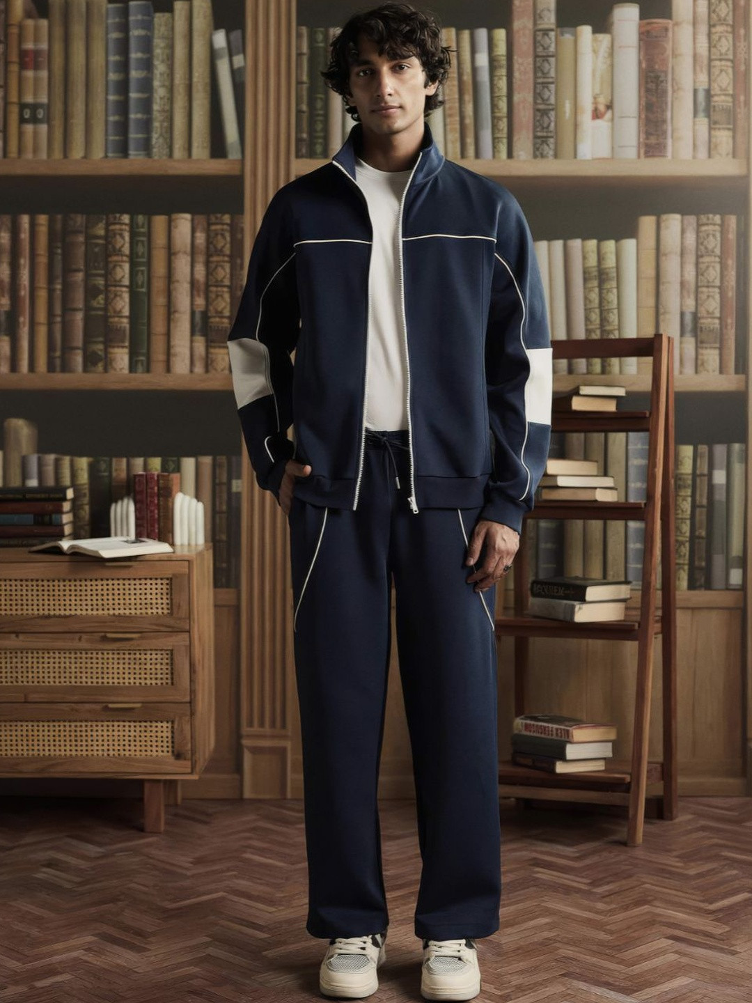 Muvazo Men Colourblocked Suede Sporty Jacket