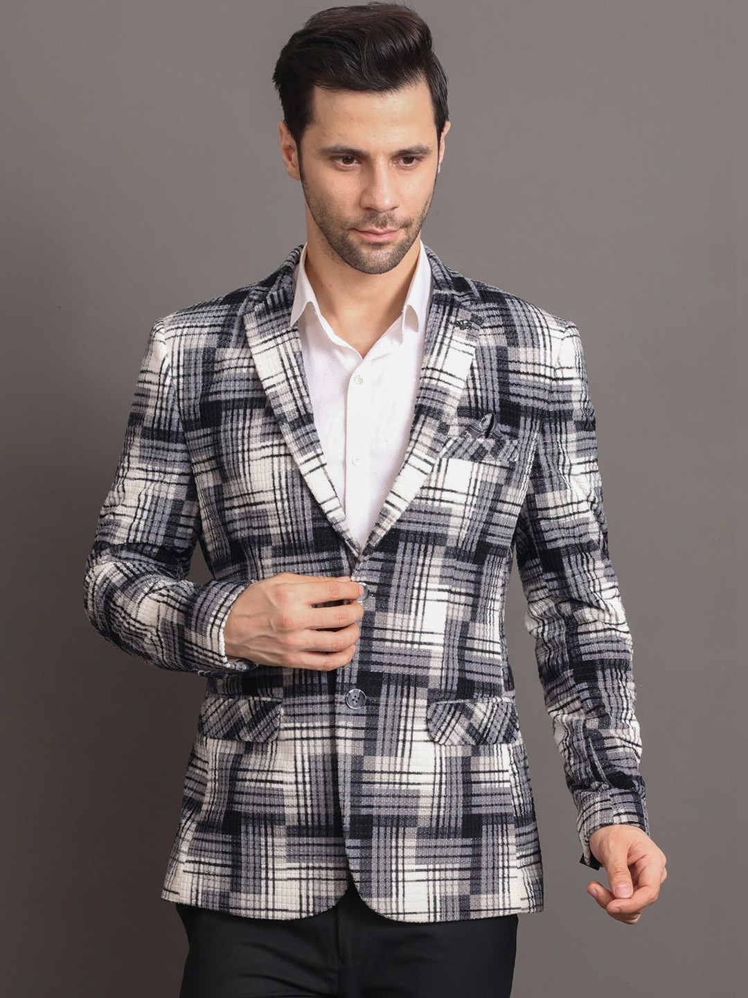 STYLES CULTURE Self Design Notched Lapel Long Sleeves Single Breasted Blazer