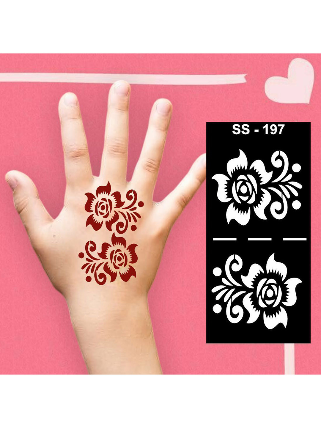 VOORKOMS Leaf and Flower Design Mehndi Stencil Sticker for Little Artists