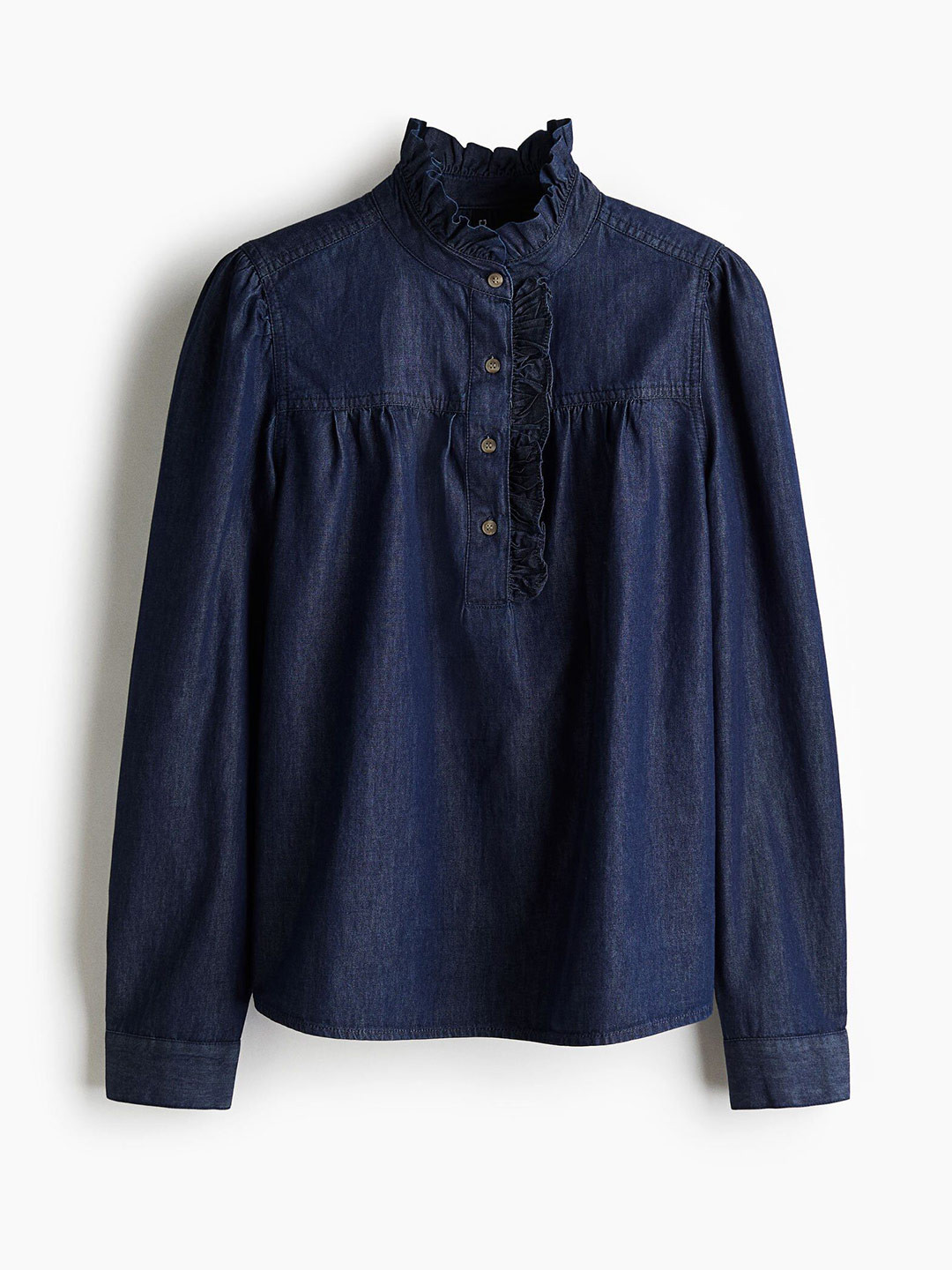 H&M Frill-Collared Denim Blouse