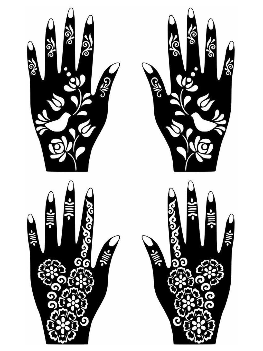 VOORKOMS Full Hand Combo Mehndi Stencil Stickers for Grand Celebrations Pack Of 2