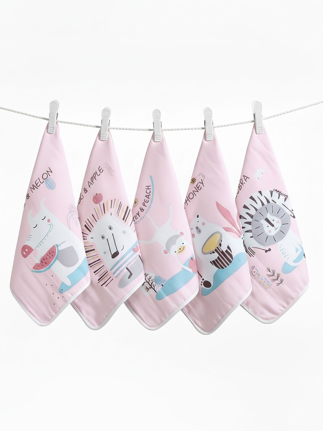 Baby Moo Set Of 5 Mom's Love  Soft Hankies  - Peach
