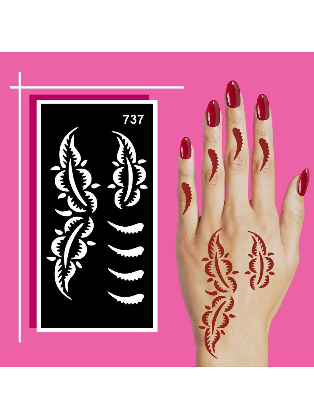 VOORKOMS Easy-Use Mehndi Stencil  Sticker Set with High-Quality Skin-Safe