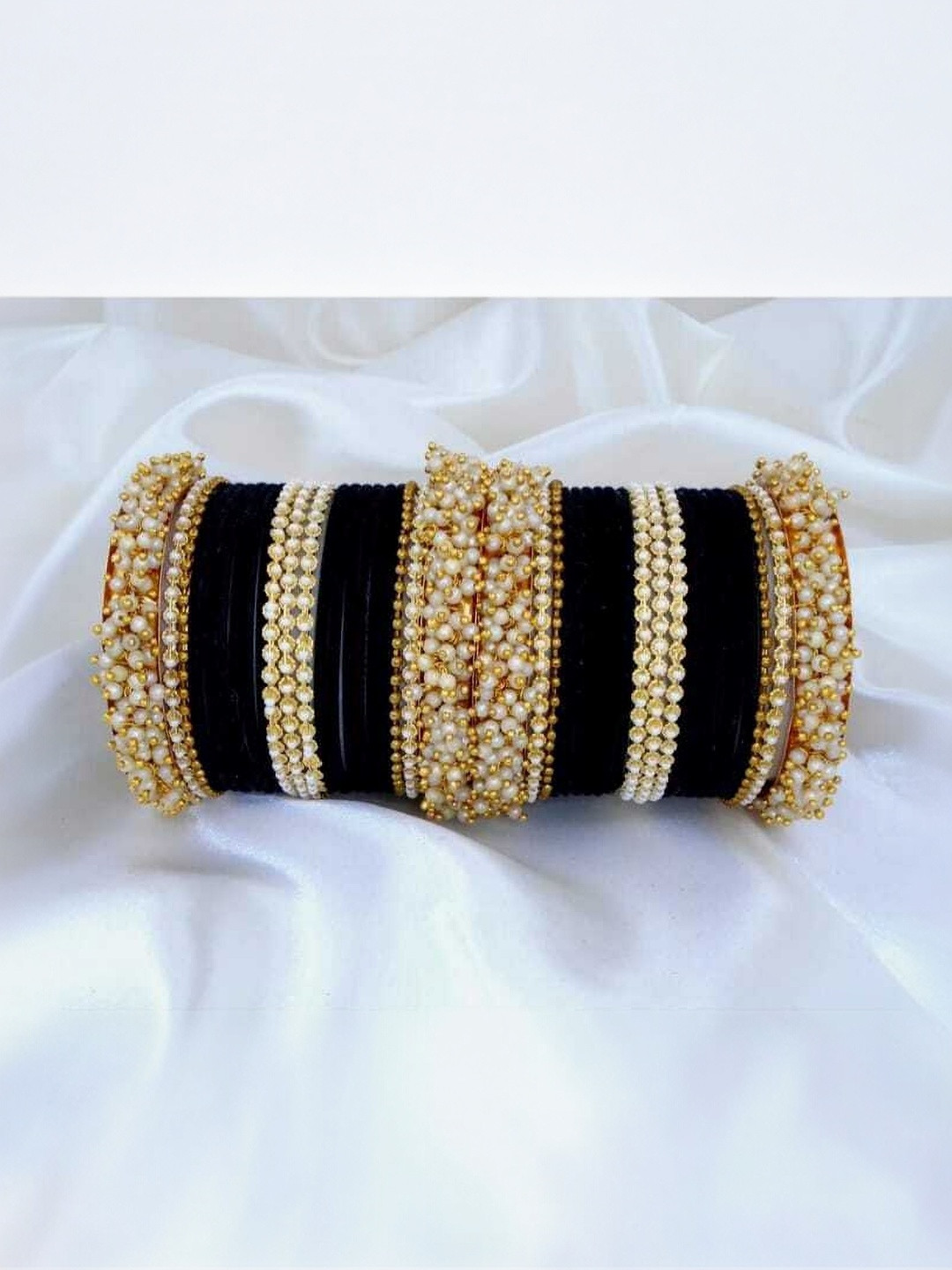 Only Offers Black Glass Artificial Stones Bangle