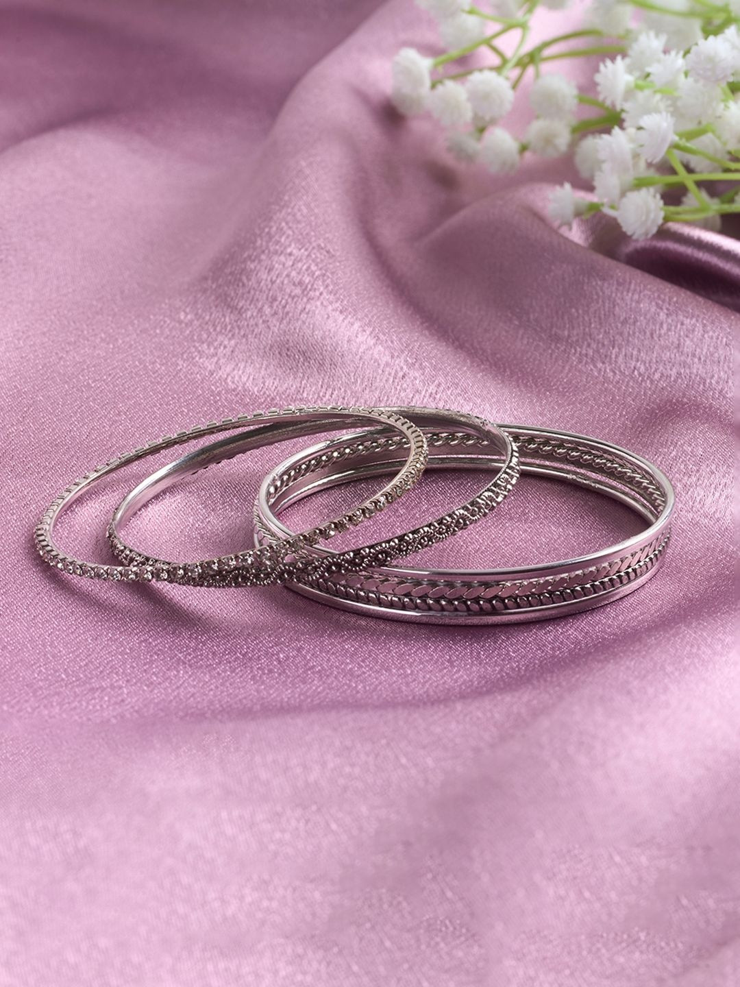 Forever Glam by Pantaloons Set Of 6 Silver Alloy NA Bangle