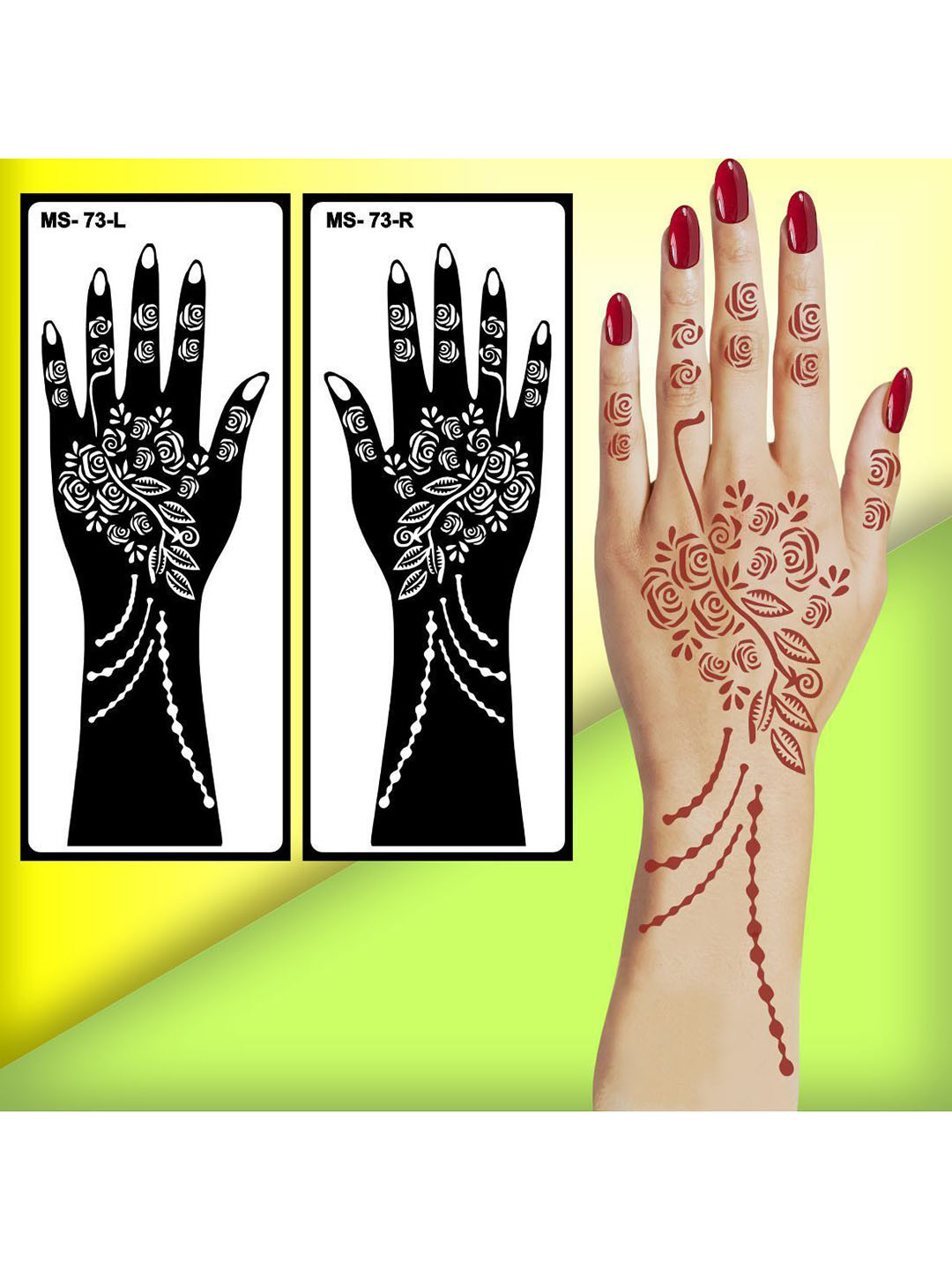 VOORKOMS Creative Art Mehndi Stencil Sticker Set for Girls and Teens
