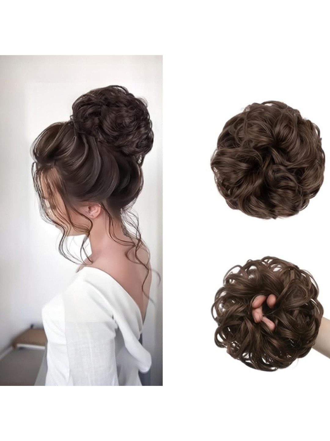 VIEWS Halo Curly Bun Hair Extension - Brown - 3.5 Inches