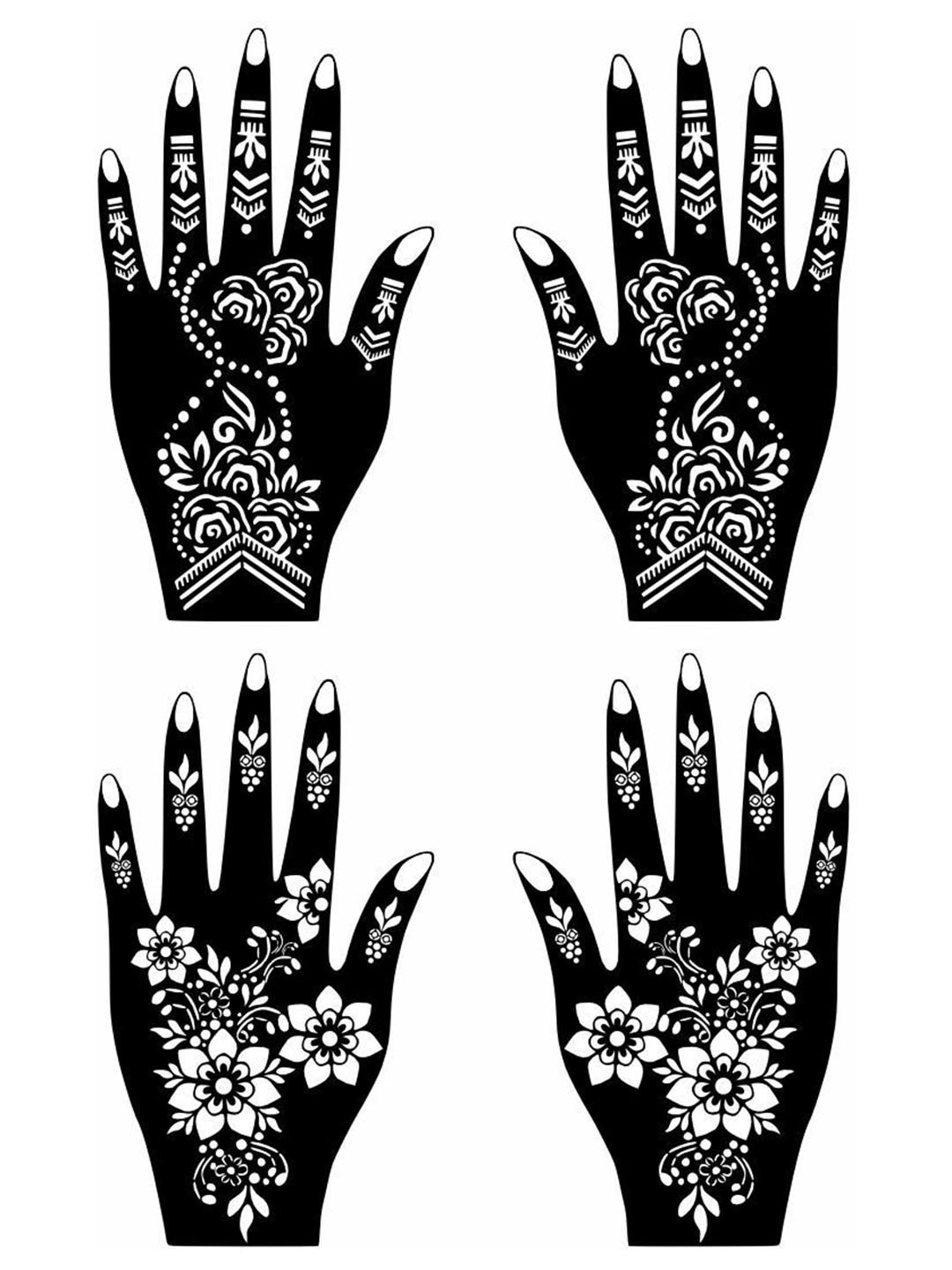 VOORKOMS Lovely Design Combo Mehndi Stencil Stickers For Every Function Pack Of 2