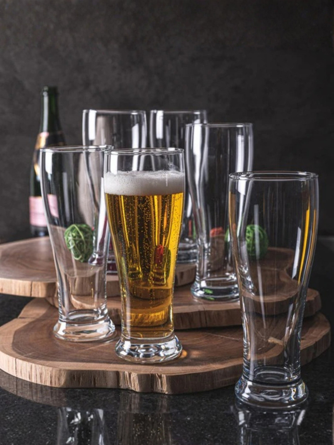 smart serve Transparent 6 Pieces Lead Free & Dishwasher Safe Beer Glasses 580 ml Each