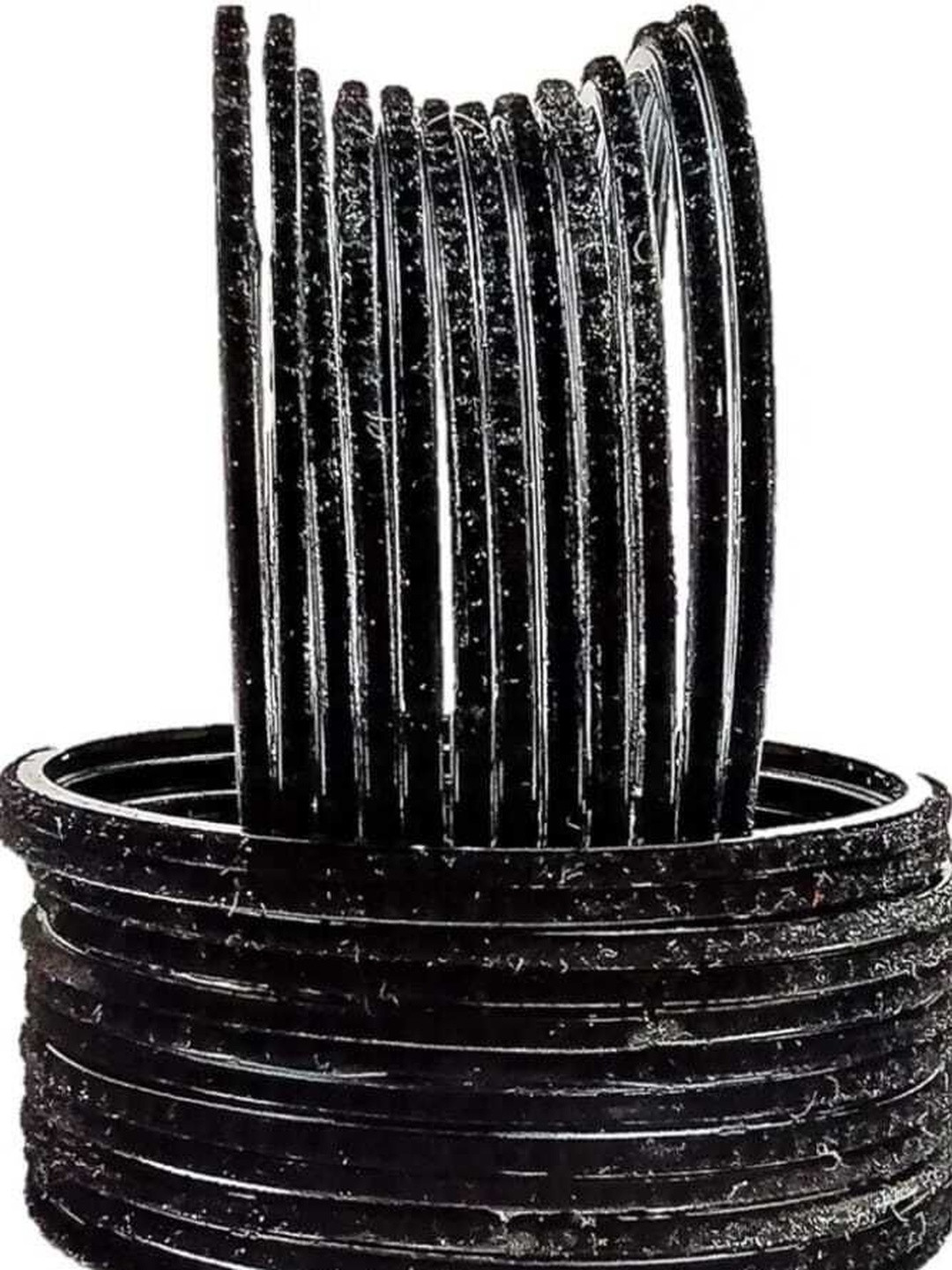 AMSHA Black Set Of 24 Glass Bangles