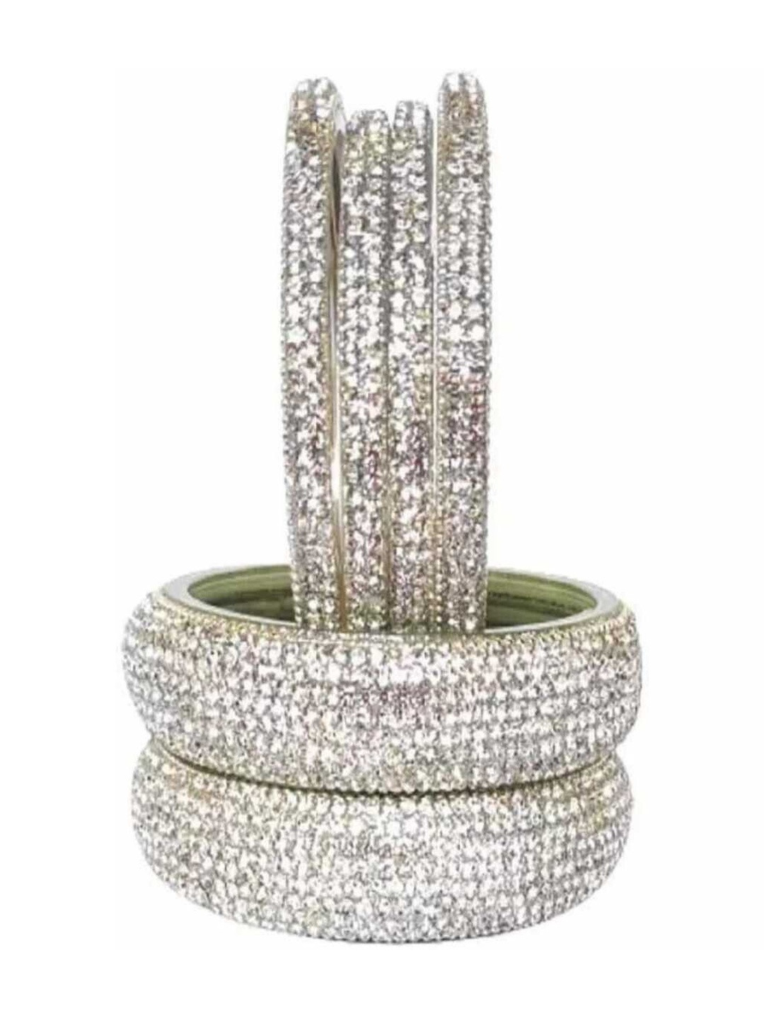 Adiba Fashion Factory Silver Glass Artificial Stones Bangle