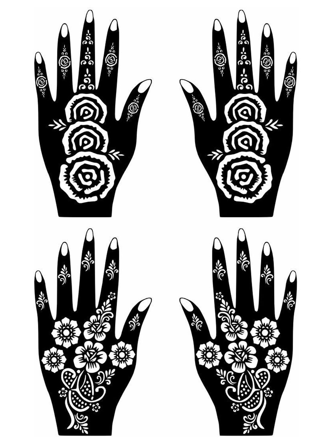 VOORKOMS Fusion Style Combo Mehndi Stencil Stickers For A Graceful Look Combo Of 2