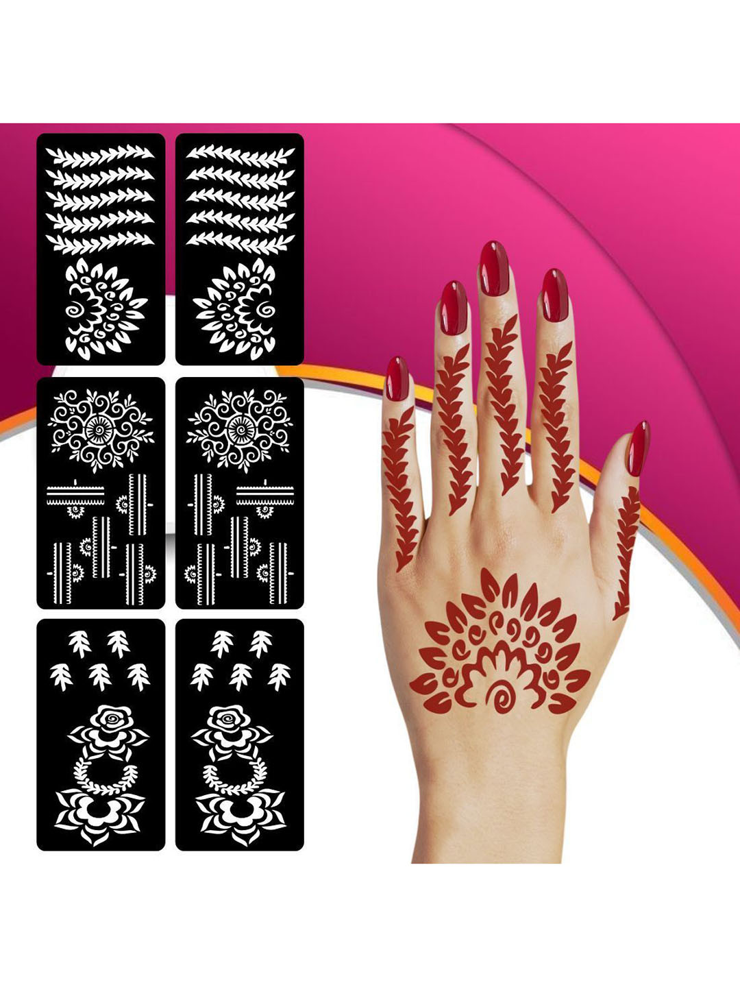 VOORKOMS Mehndi Stencil Sticker Set Perfect For Festival Ready Hands