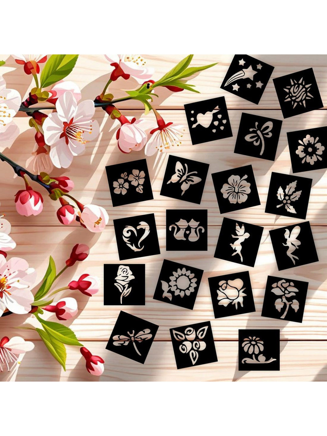 VOORKOMS Set Of 20 Floral Mehndi Stencil Sticker