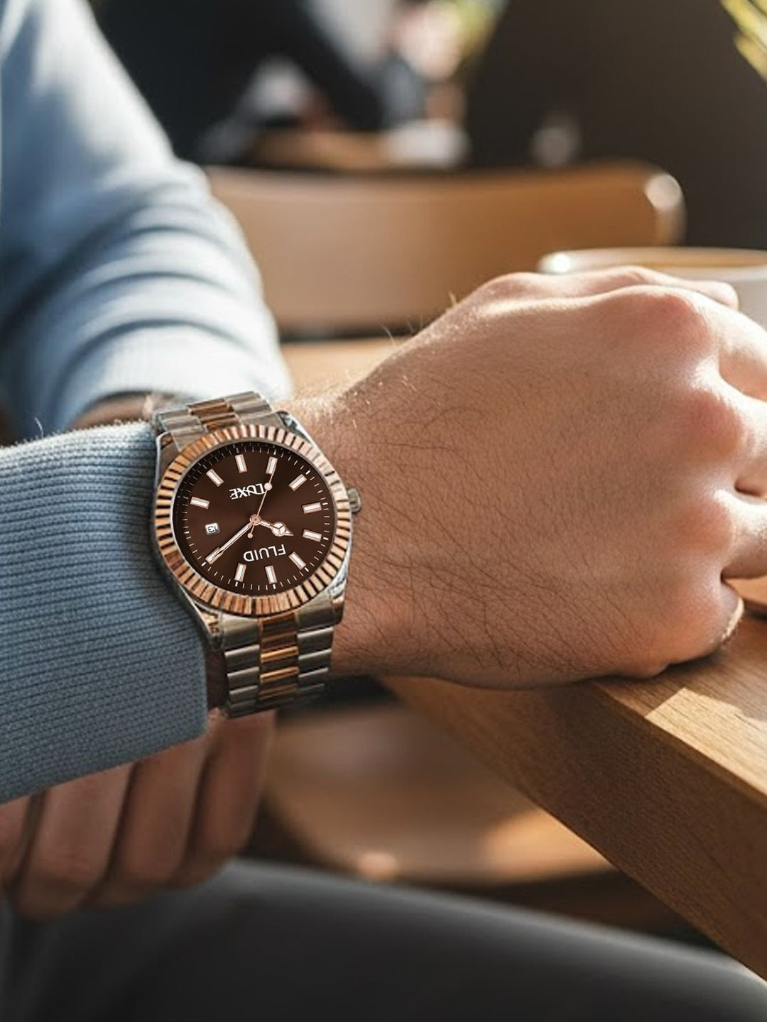 FLUID Men Embellished Dial & Stainless Steel Straps Analogue Watch FL-Siddharth-0600-BR