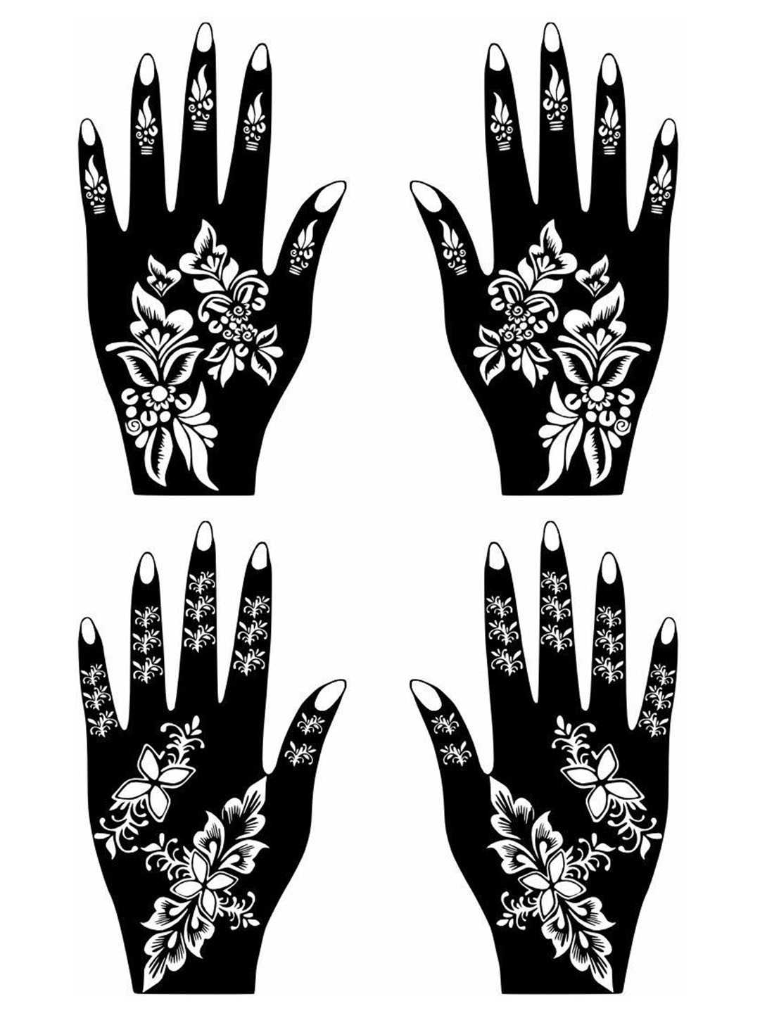 VOORKOMS Pack Of 2 Combo Pack Mehndi Stencil Stickers for Henna Beauty