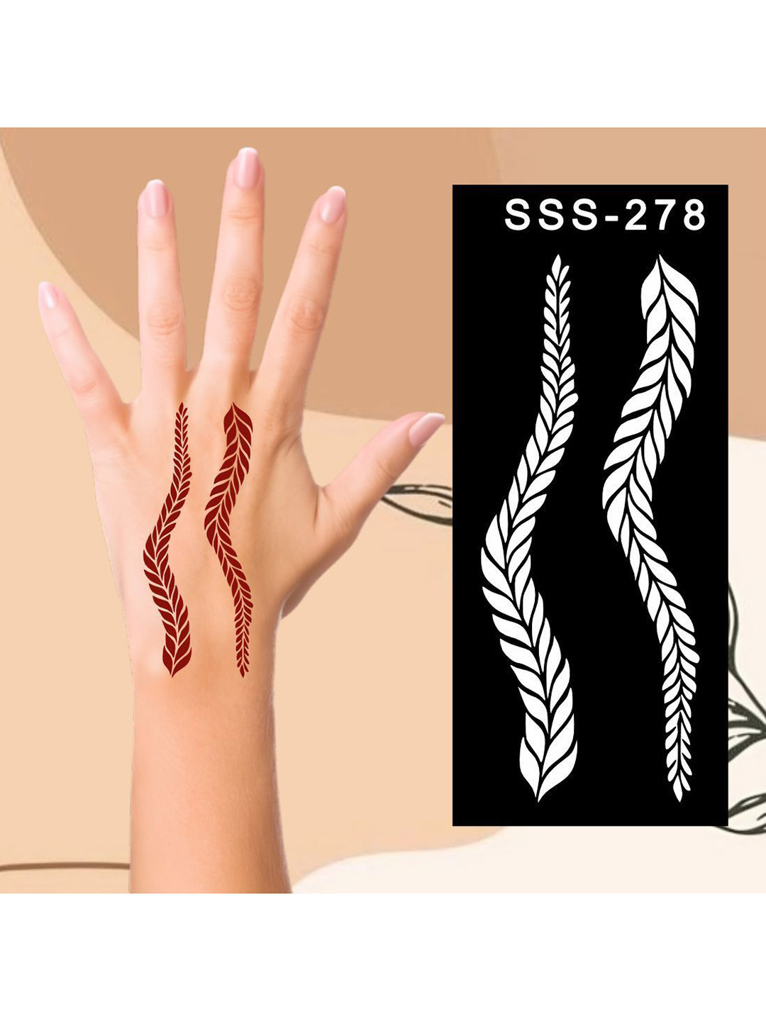 VOORKOMS Leaf And Flower Design Mehndi Stencil Sticker for Little Artists