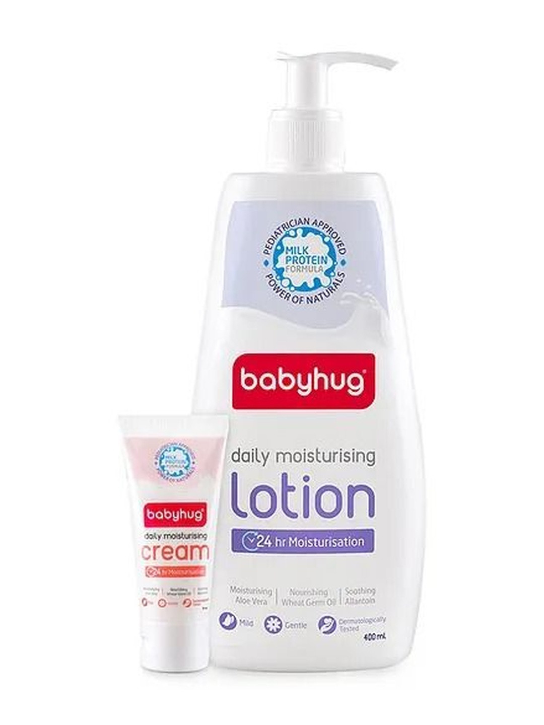 Babyhug Set Of 2 Moisturizing Lotion 400 ml With Milky Cream 50 g
