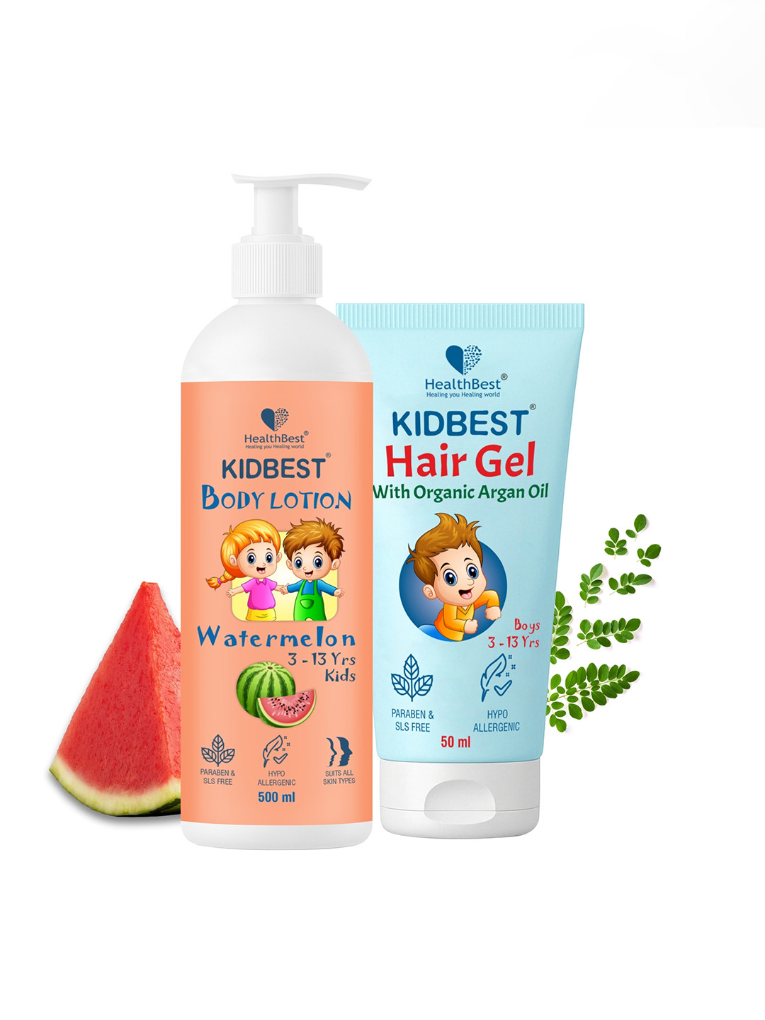 HealthBest Set Of 2 Kidbest Body Lotion- 500 ml With Hair Gel - 50 ml