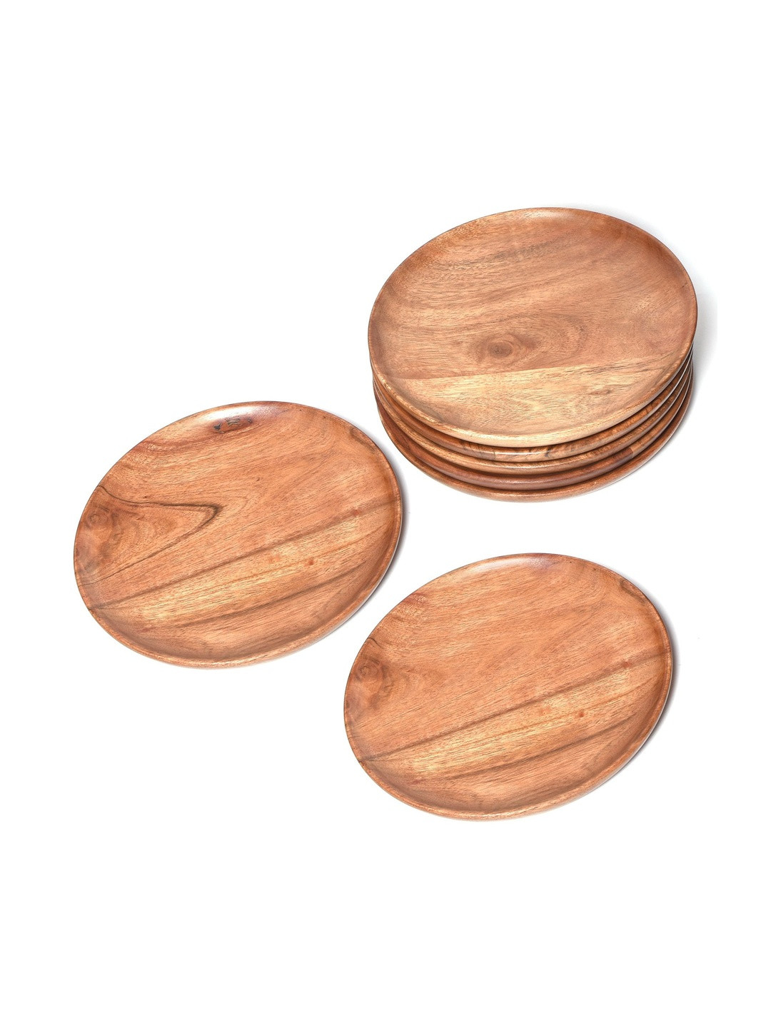 Zunaldo Set of 6 Brown Wooden Round Plate