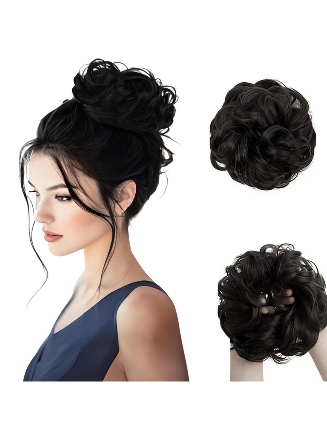 VIEWS Halo Curly Bun Hair Extension -Black -7 Inch