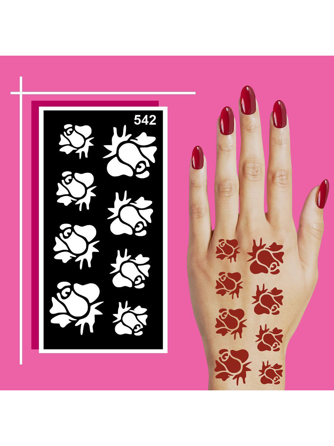 VOORKOMS Curvy & Elegant Mehndi Stencil Design Sheets for Easy At-Home Application