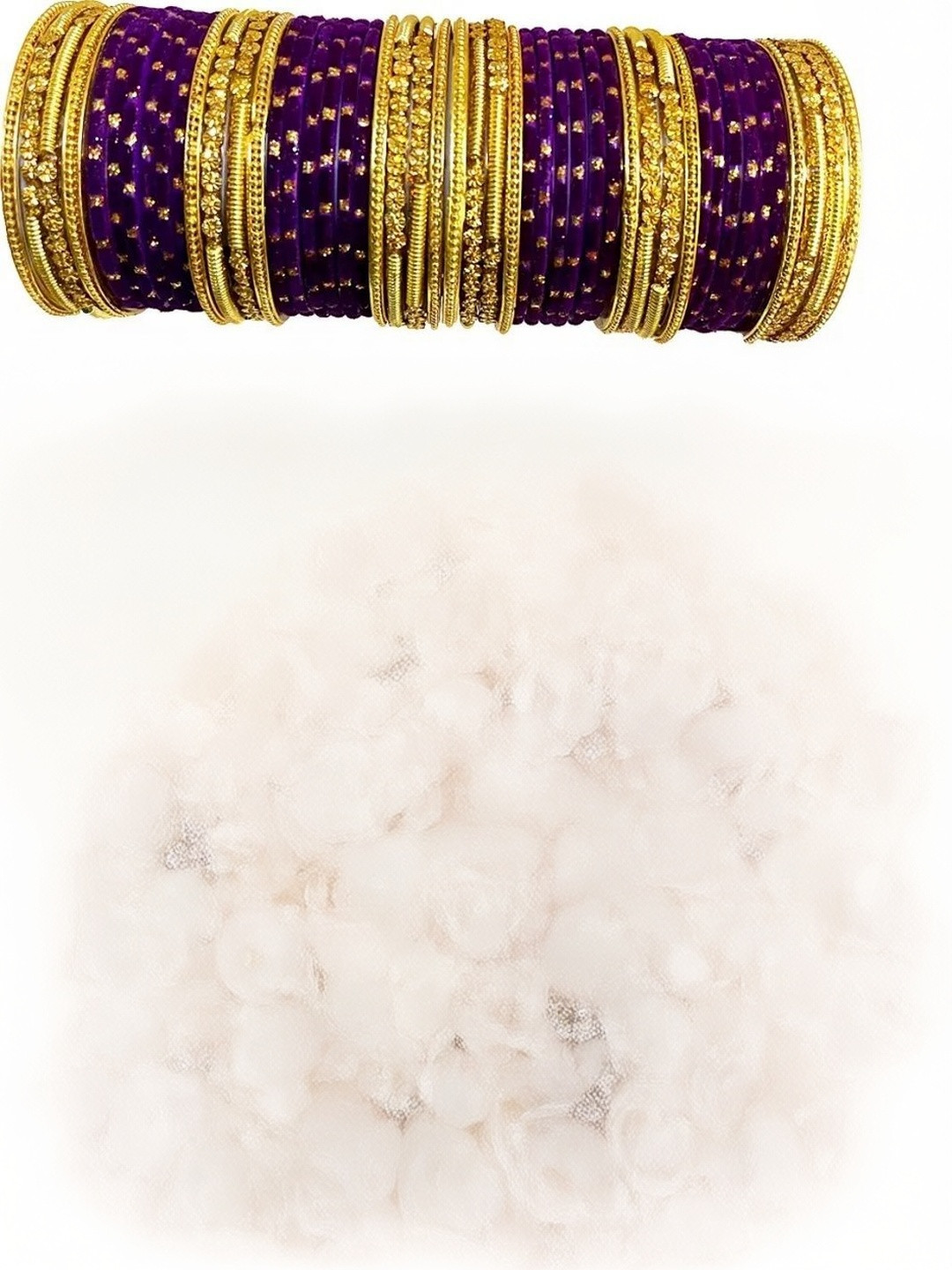 THE BLAZZE Purple Glass Artificial Stones & Beads Bangle