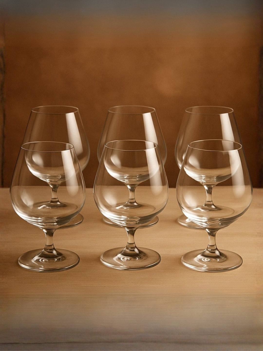 Bohemia Crystal Lara Set of 6 Transparent Lead Free Brandy Drinking Glasses - 400 ml