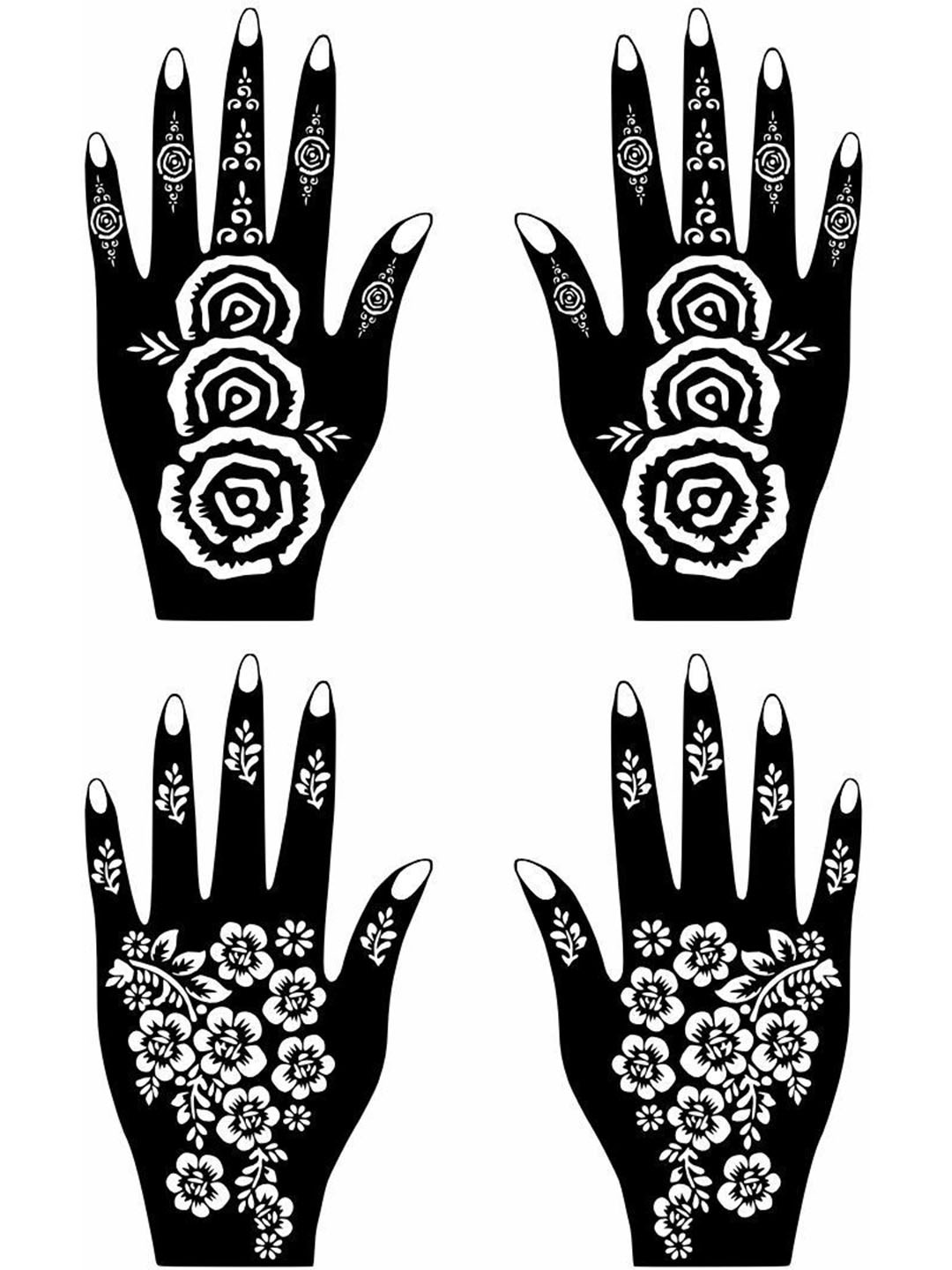 VOORKOMS Back Hand & Palm Combo Mehndi Stencil Stickers For Gorgeous Looks