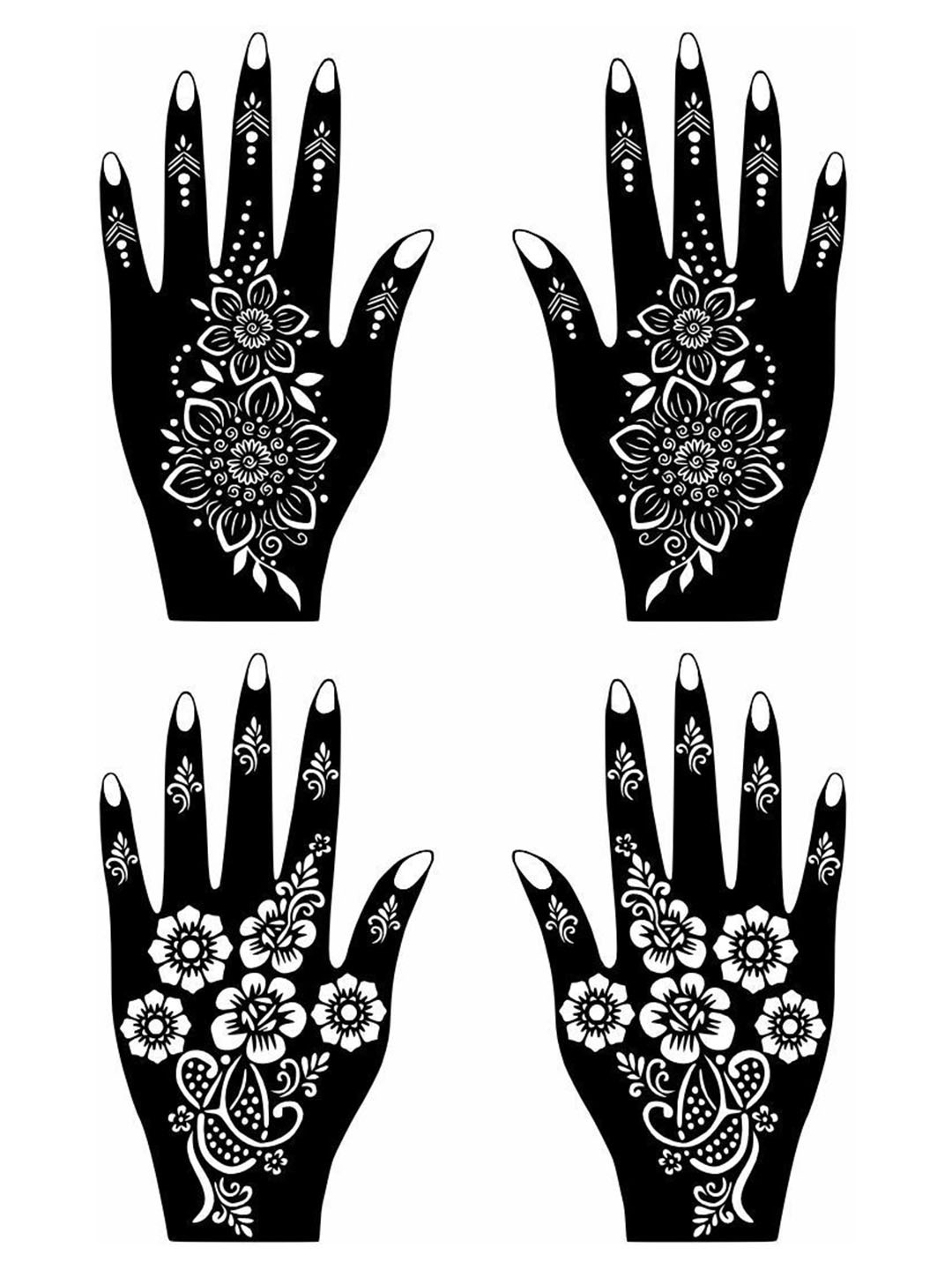 VOORKOMS Ready to Use Combo Mehndi Stencil Stickers For Easy Henna Art Combo Of 2