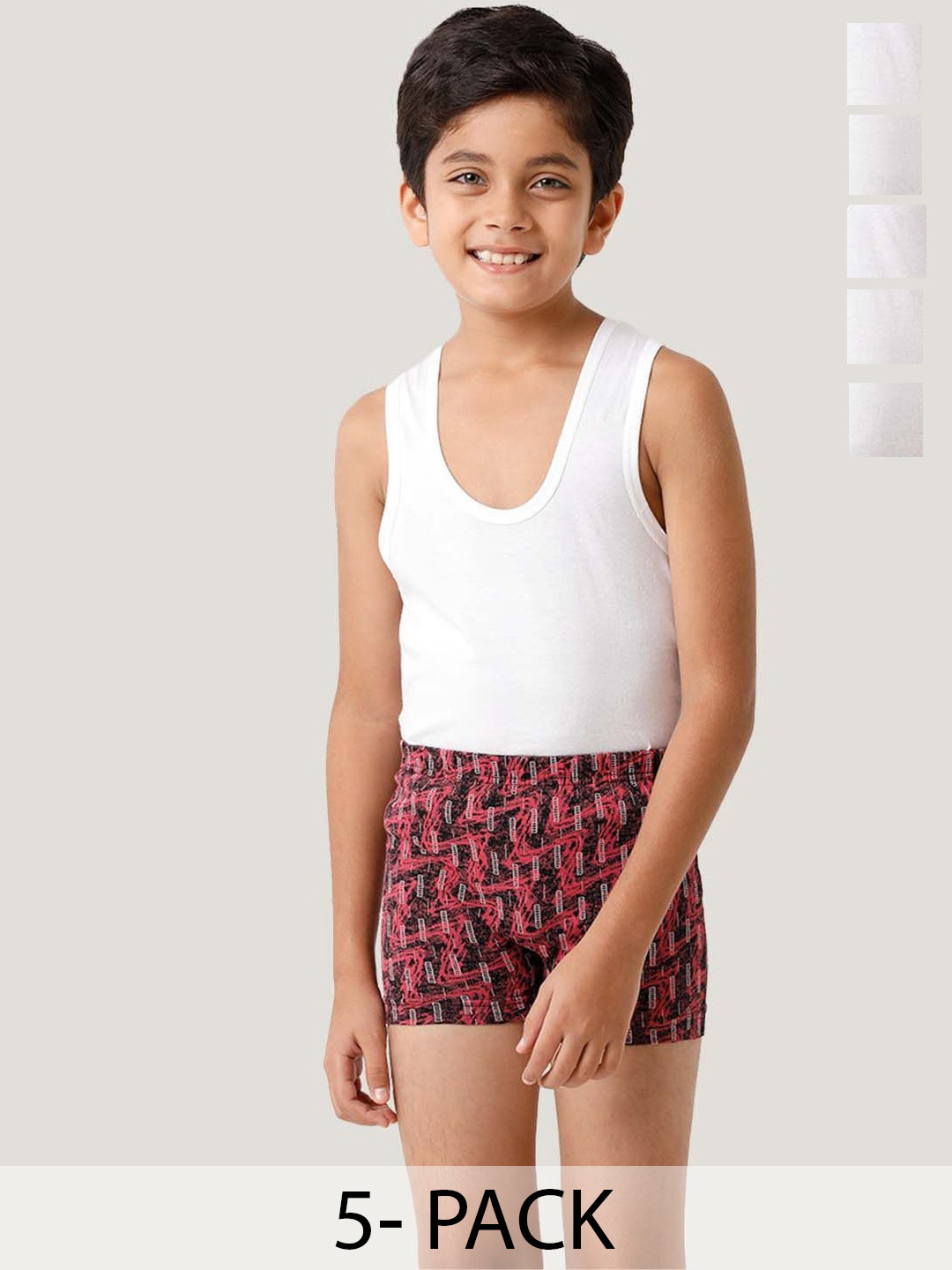 Uathayam Kids Pack of 5 Boys 100% Cotton Vest Combo