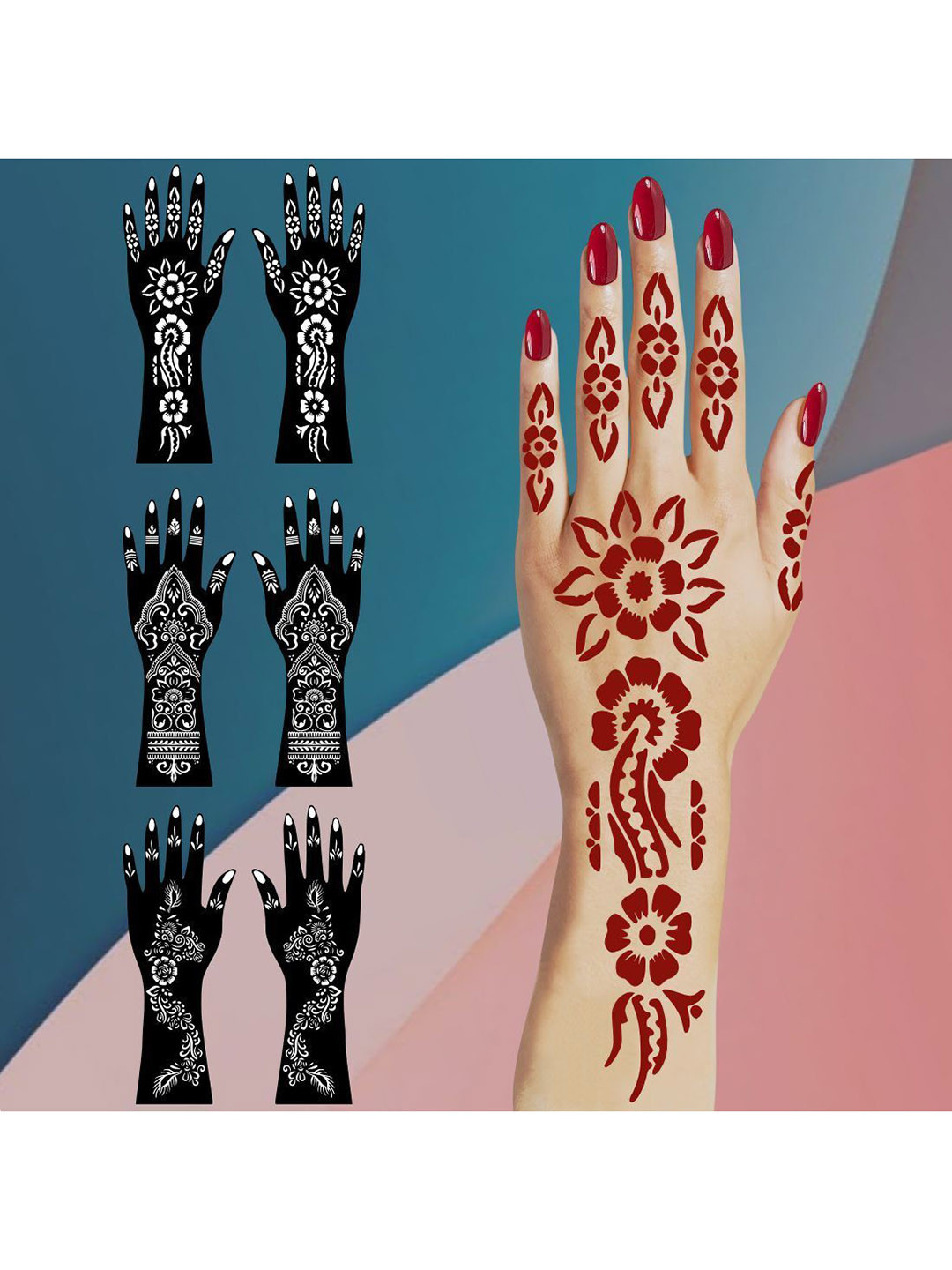 VOORKOMS Combo Mehndi Stencil Sticker For Teenagers & Women Attending Parties Functions