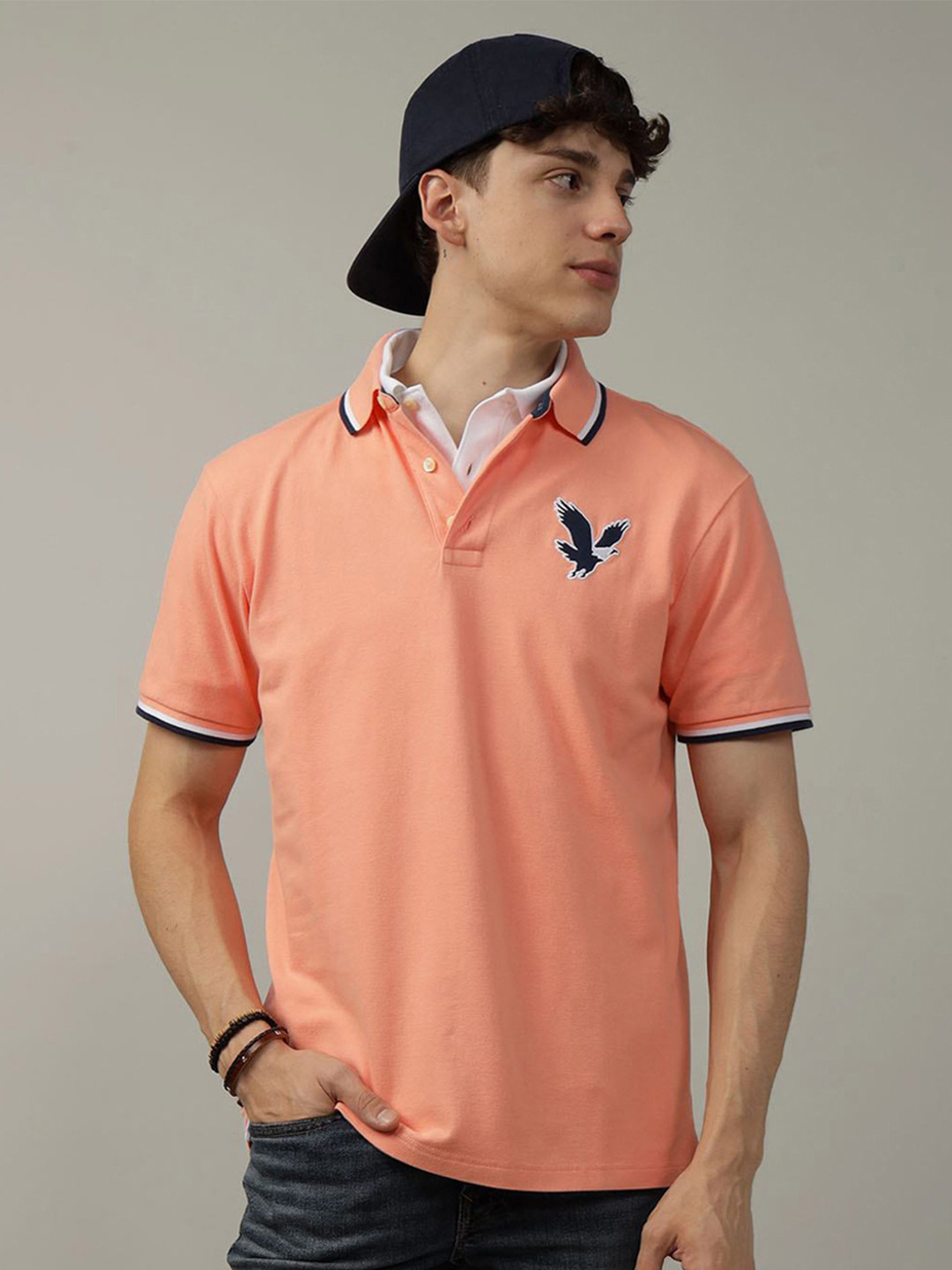 AMERICAN EAGLE OUTFITTERS Polo Collar Shoet Sleeves T-shirt