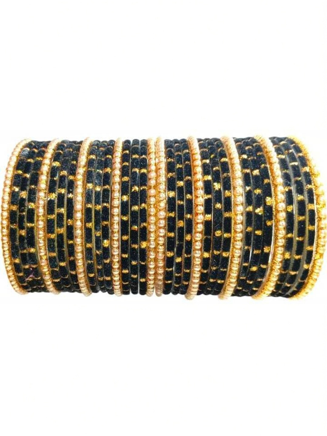 AMSHA Black Glass Artificial Stones Bangle
