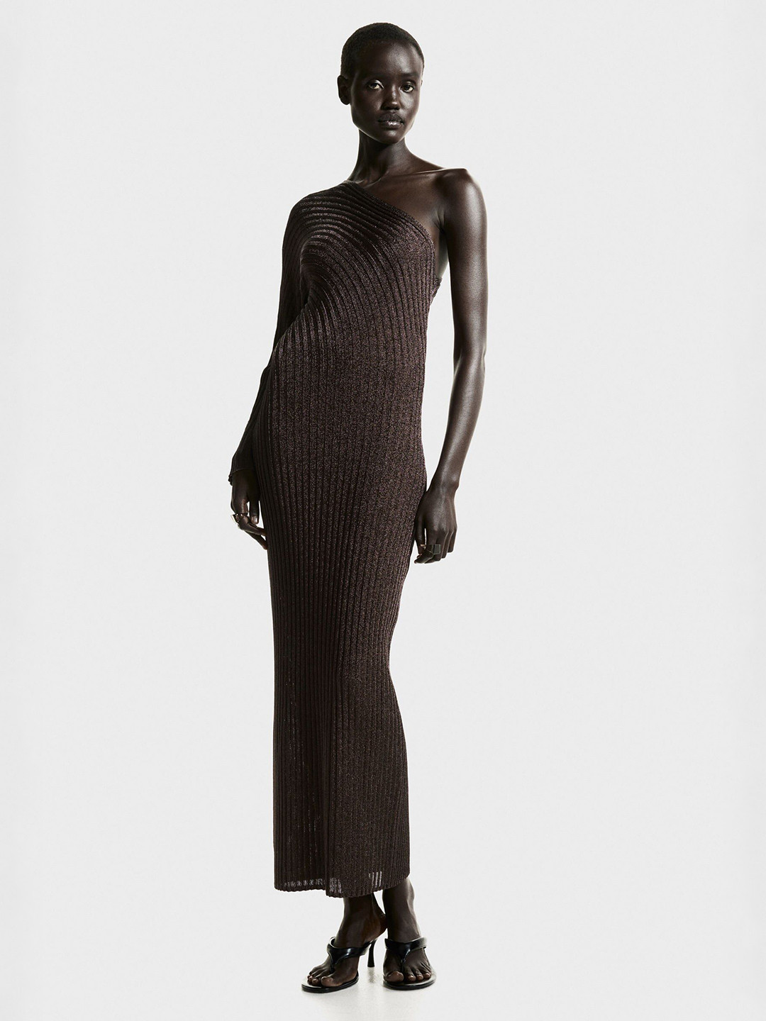 H&M Metallic One-Shoulder Dress