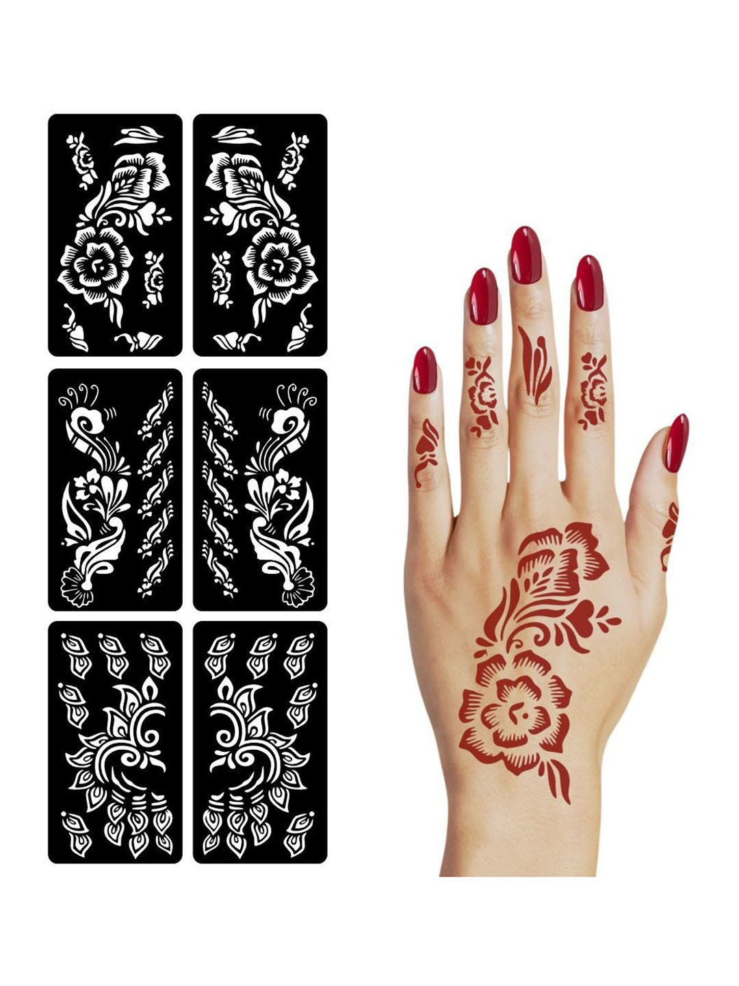 VOORKOMS Combo Mehndi Stencil Sticker For Party Looks And Festive Functions