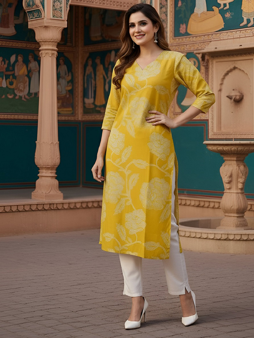 Get Glamr Women Floral Printed Indie Florals Kurta