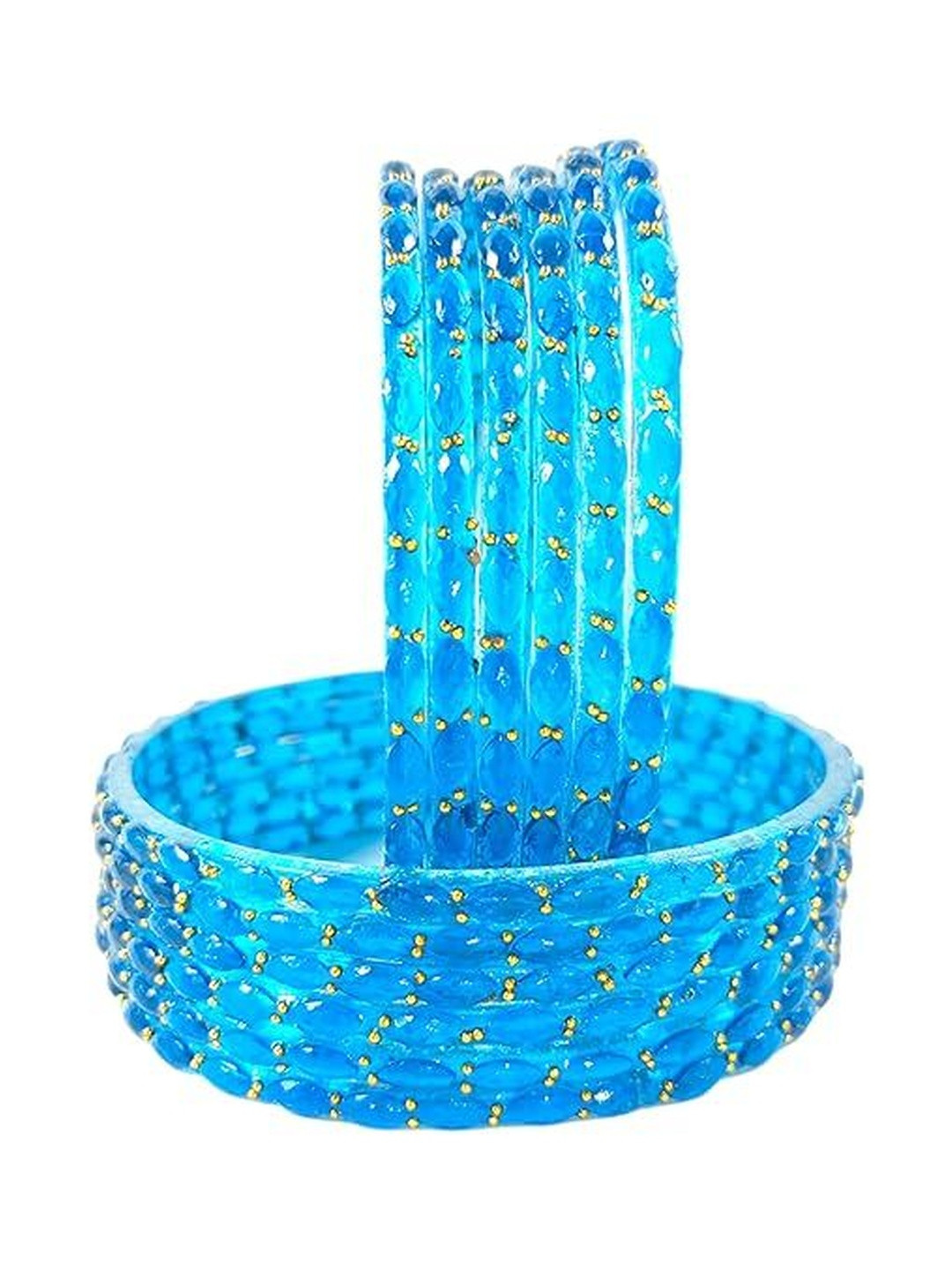 Yaara fashion Blue Glass Artificial Stones & Beads Bangle