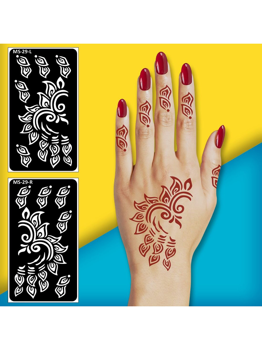 VOORKOMS Beautiful Heart & Leaf Great for All Occasions Stencil Mehndi Sticker