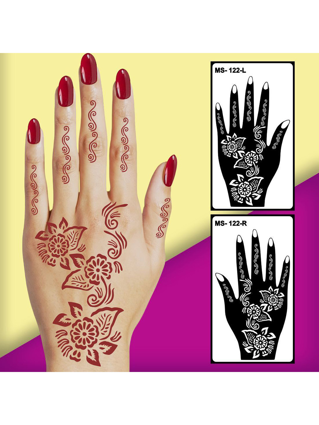 VOORKOMS Finger Mehndi Stencil Easy to Apply & Perfect for All Occasions