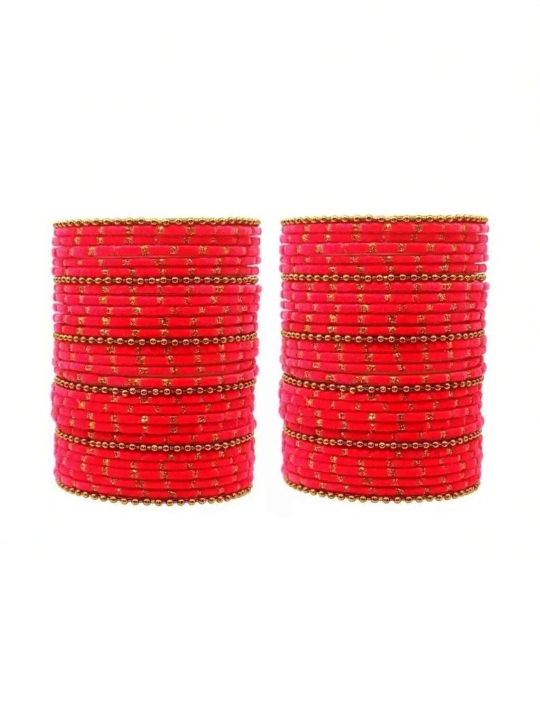 THE BLAZZE Set Of 60 Rose Glass Artificial Stones Bangles