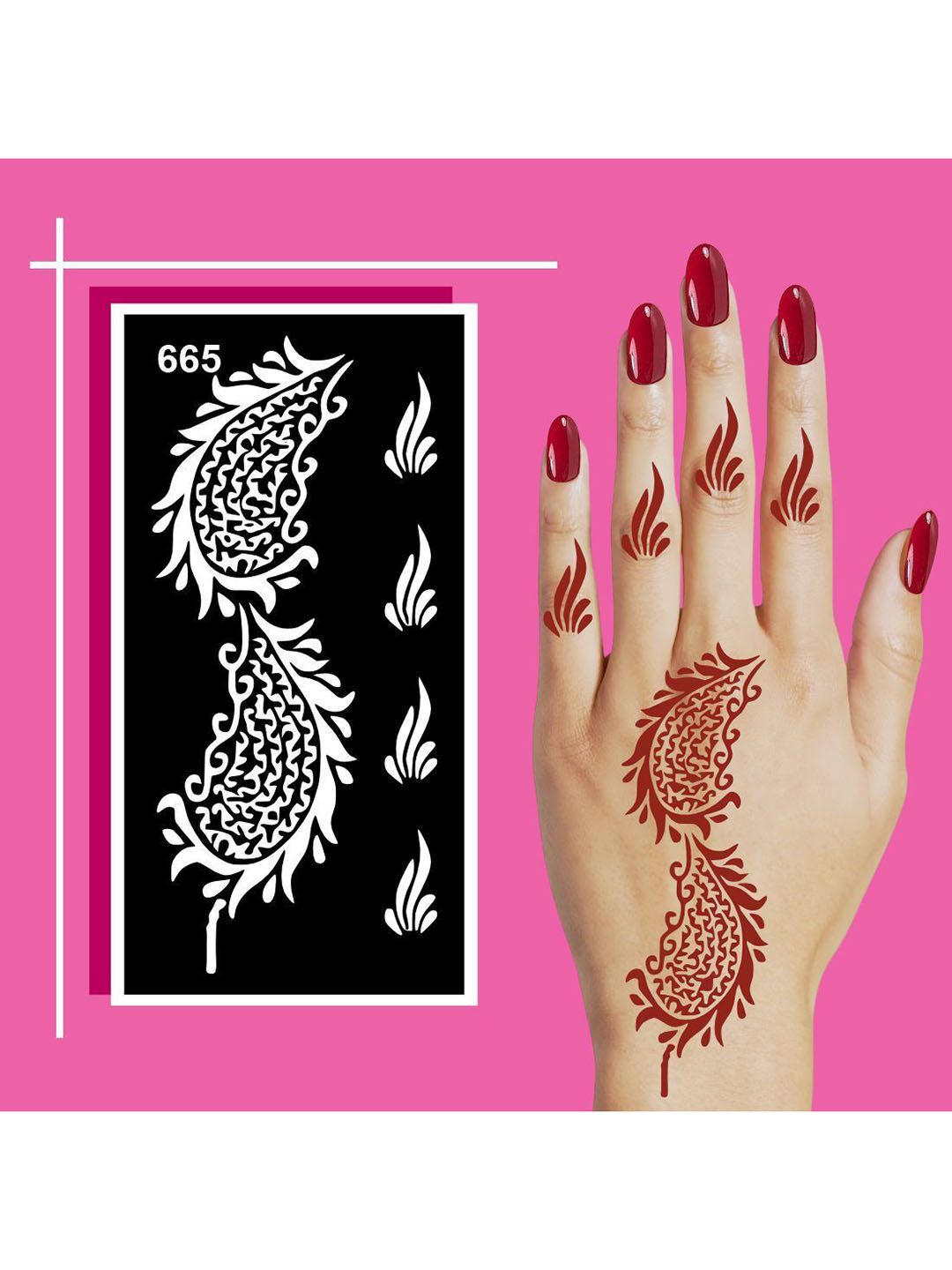VOORKOMS Delicate Design Mehndi Stencil Templates for Instant Hand Looks